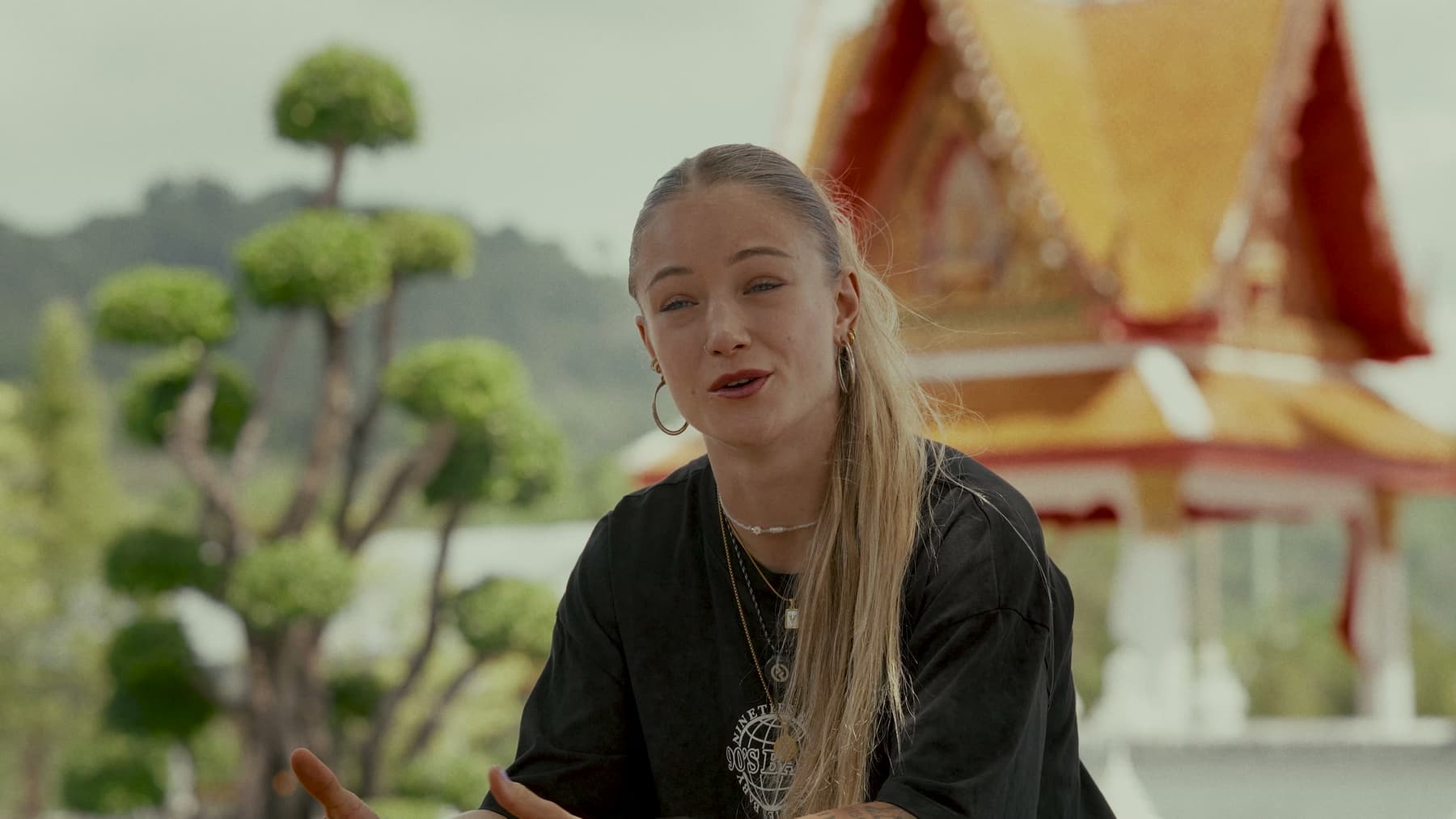 Stella speaking on camera in Phuket